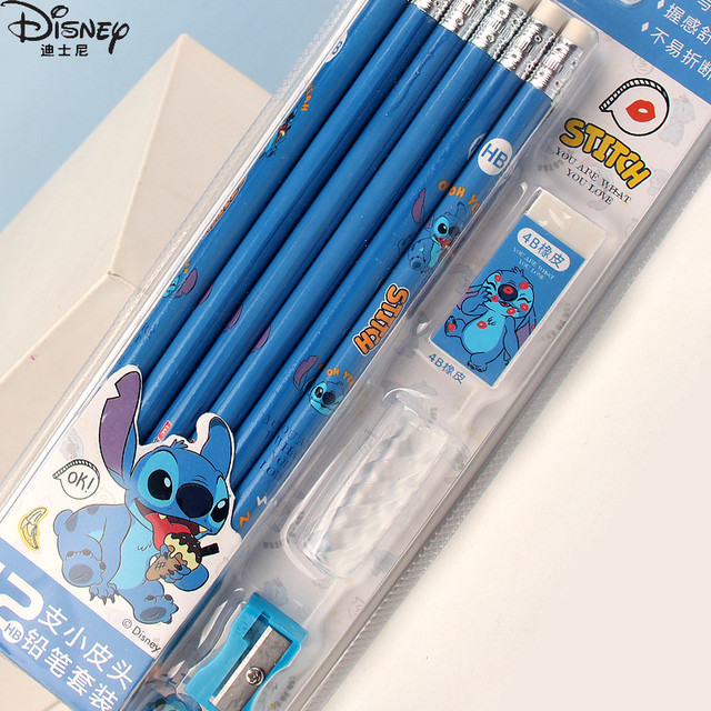 New Anime Stitch Pencil Kawaii Lilo & Stitch Pencil With Eraser Cartoon  Mickey Frozen Princess Stationery Student Gifts - AliExpress